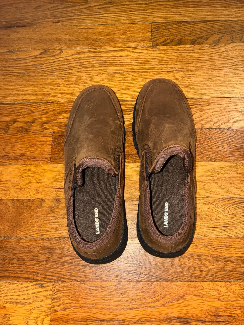 Lands' End Brown Suede Ankle Slip-On Booties